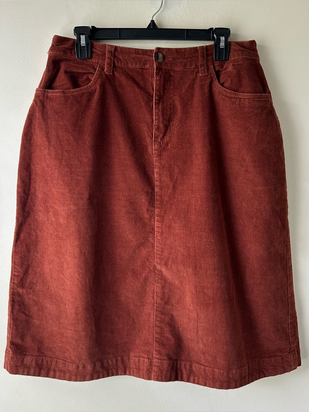 Pact Organic Cotton Modest Midi A-line Corduroy Skirt Rust Orange L - Picture 5 of 12